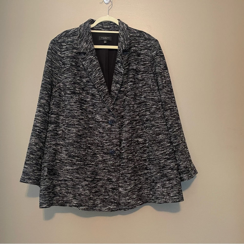 Talbots Plus Petite 22WP Black and White Blazer, EUC - Picture 3 of 12